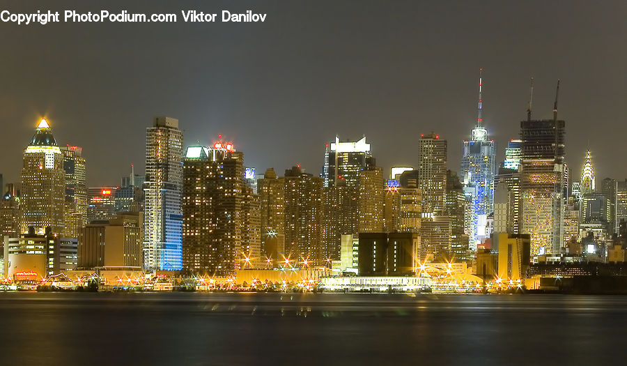 City, Downtown, Metropolis, Urban, Night, Outdoors, Architecture