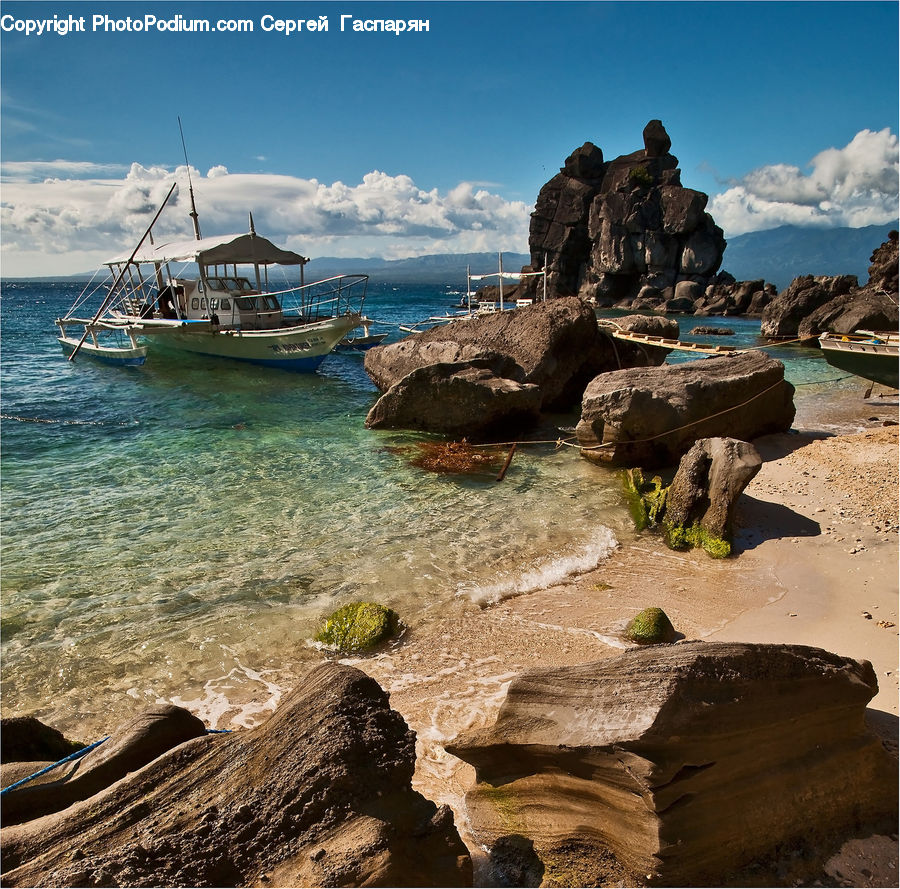 Boat, Watercraft, Coast, Cove, Outdoors, Sea, Water