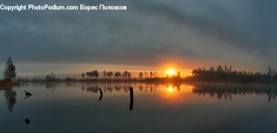 Dawn, Dusk, Sky, Sunrise, Sunset, Red Sky, Fog