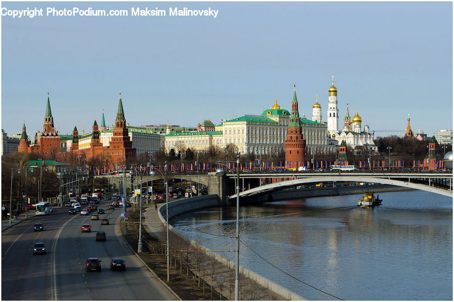 Bridge, Freeway, Road, Intersection, City, Downtown, Metropolis