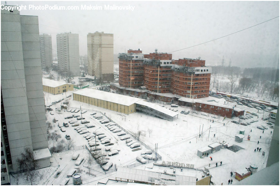 Blizzard, Outdoors, Snow, Weather, Winter, Ice, Aerial View