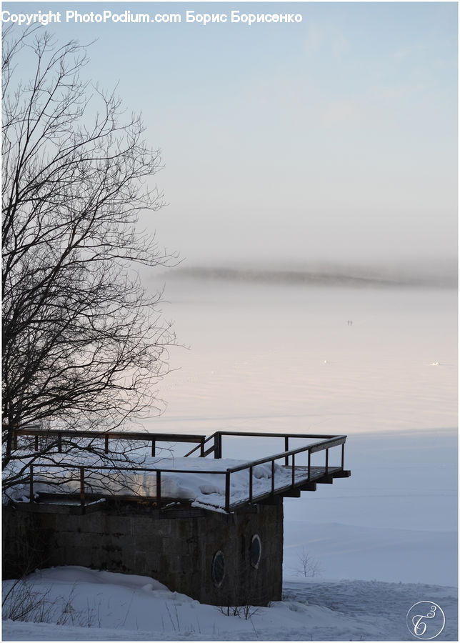 Bench, Ice, Outdoors, Snow, Cabin, Hut, Rural