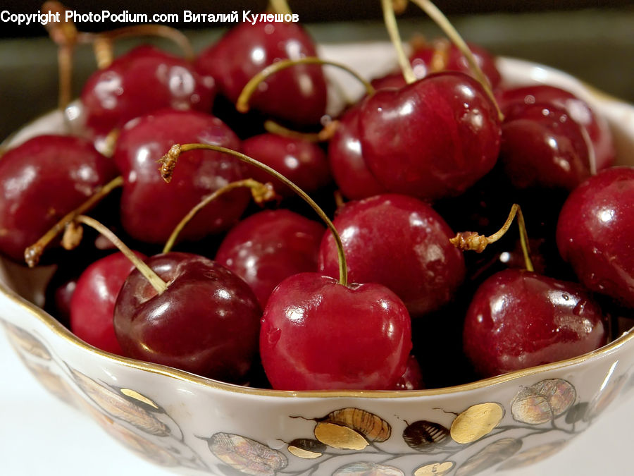 Cherry, Fruit, Apple, Plum, Bowl, Plant