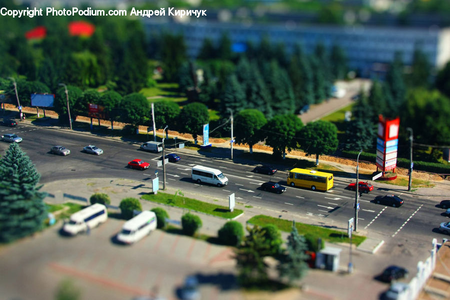 Freeway, Road, Bench, Intersection, City, Downtown, Metropolis