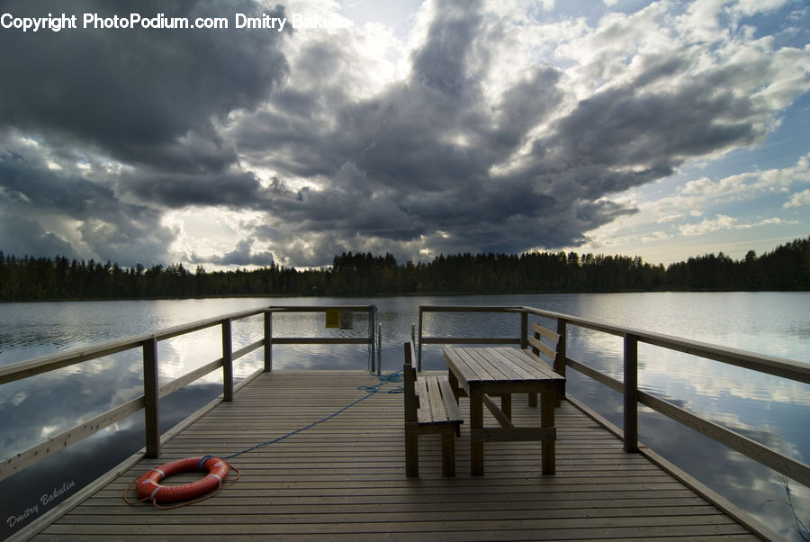 Railing, Bench, Boardwalk, Deck, Path, Sidewalk, Walkway