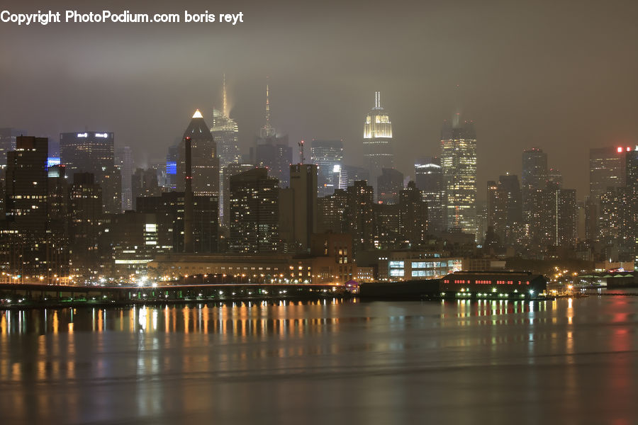 City, Downtown, Metropolis, Urban, Night, Outdoors, Building