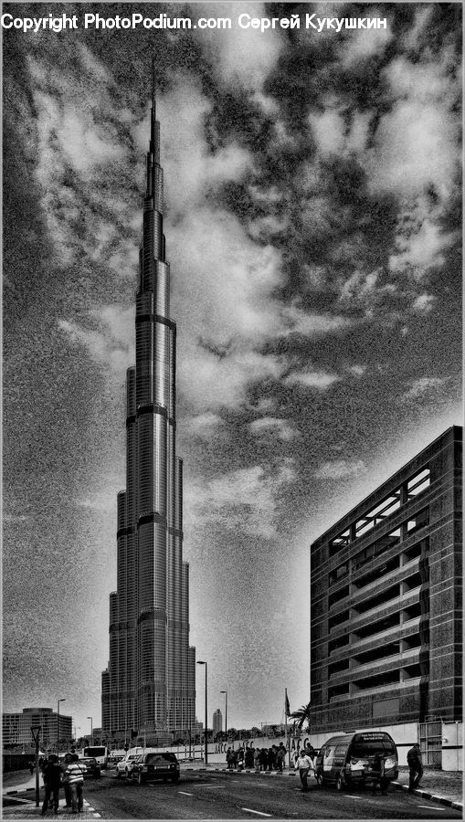 Architecture, City, Downtown, High Rise, Skyscraper, Automobile, Car