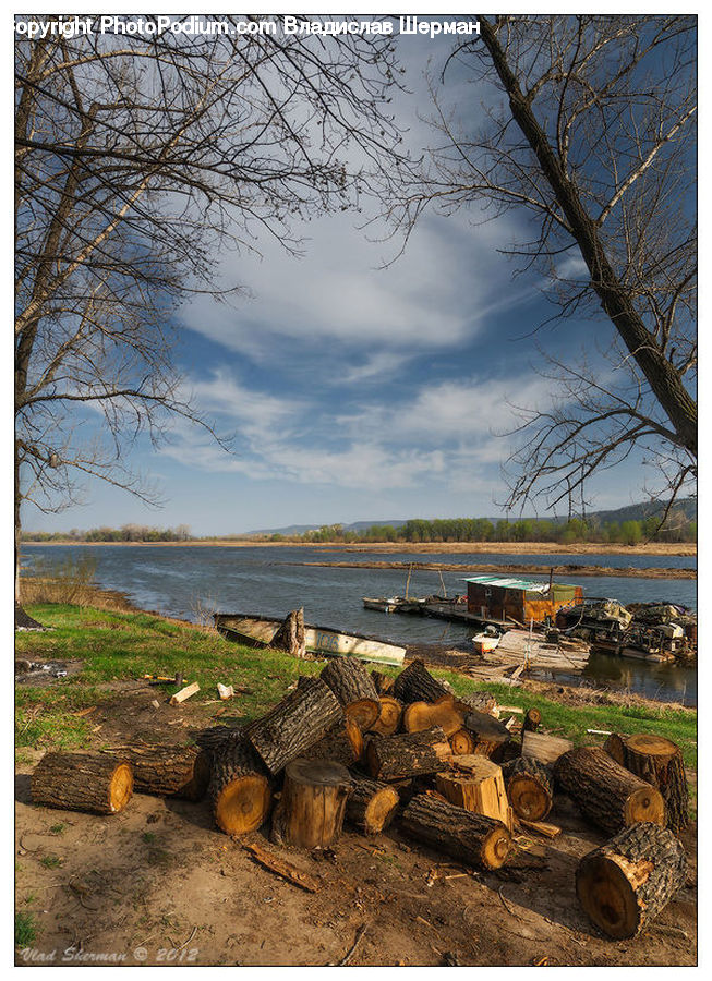 Dock, Landing, Pier, Bulldozer, Tractor, Vehicle, Lumber
