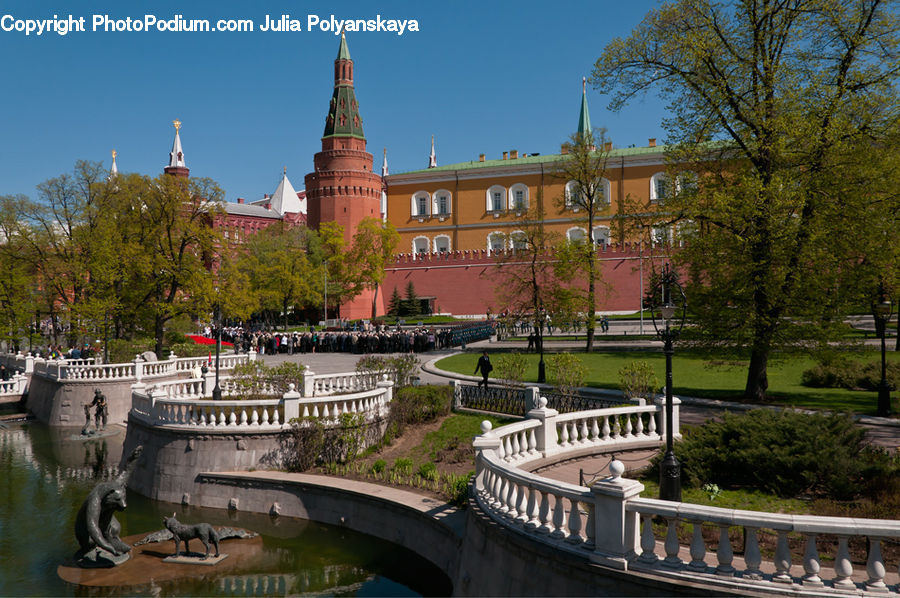 Bridge, Building, Canal, Outdoors, River, Water, Park