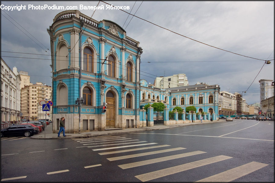 Asphalt, Road, Zebra Crossing, Pedestrian, Person, Intersection, Building