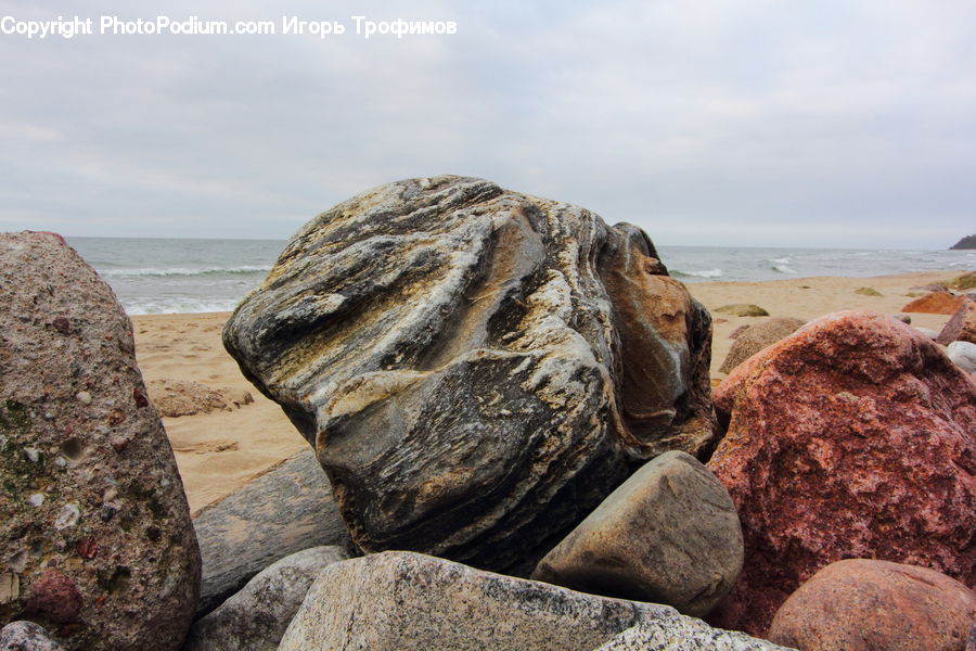 Rock, Coast, Outdoors, Sea, Water, Lumber, Beach