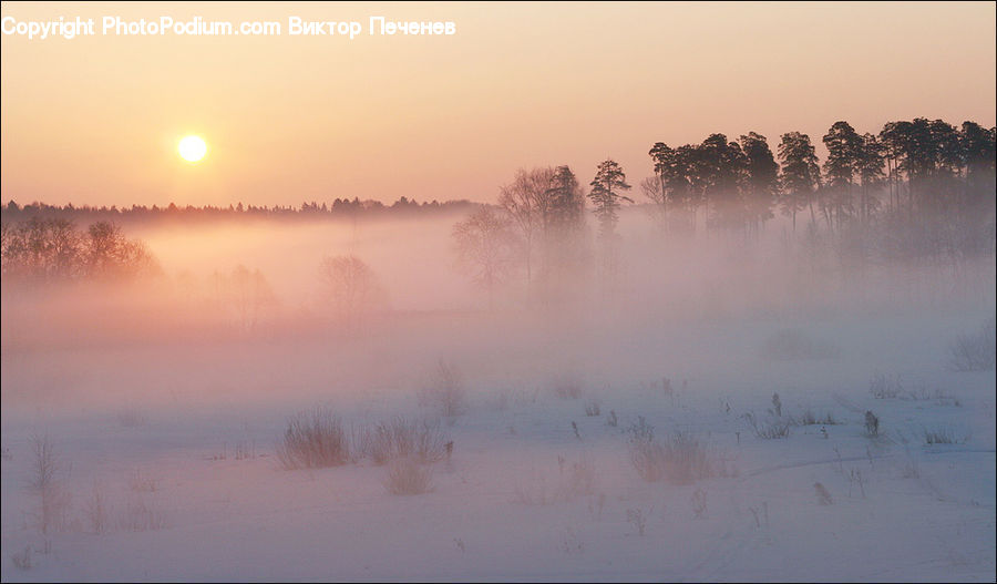 Dawn, Dusk, Sky, Sunrise, Sunset, Fog, Landscape