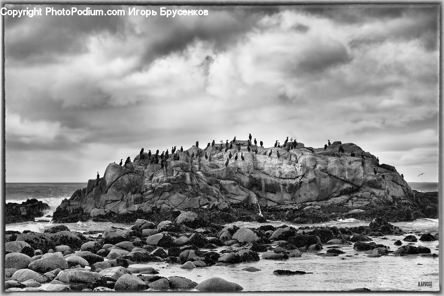 Coast, Outdoors, Sea, Water, Rock, Rubble, Ruins