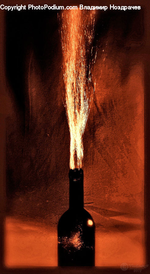 Bottle, Fire, Beverage, Drink, Hearth