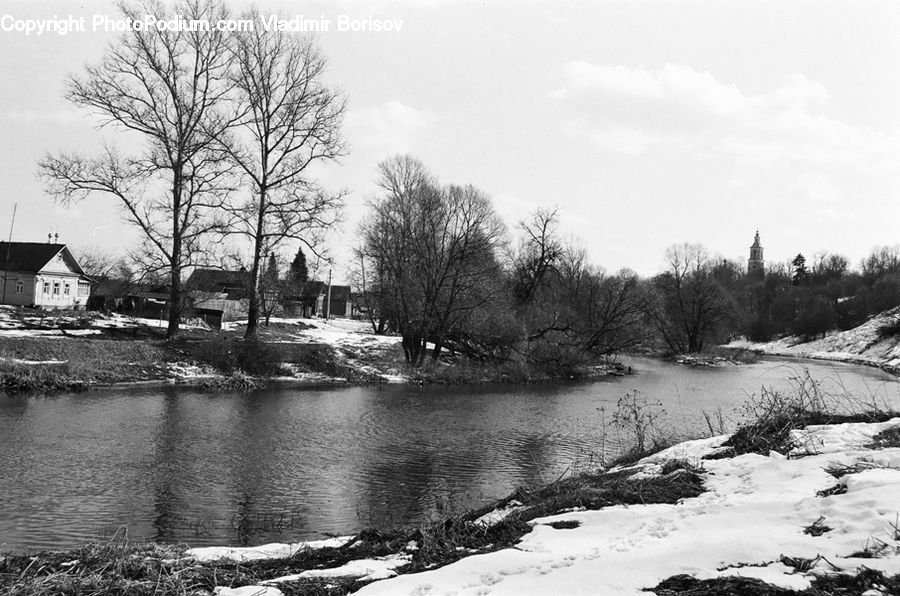 Canal, Outdoors, River, Water, Countryside, Building, House