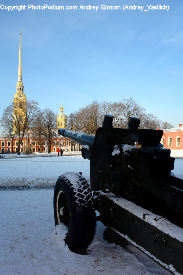 Cannon, Weaponry, Bulldozer, Tractor, Vehicle, Missile, Rocket