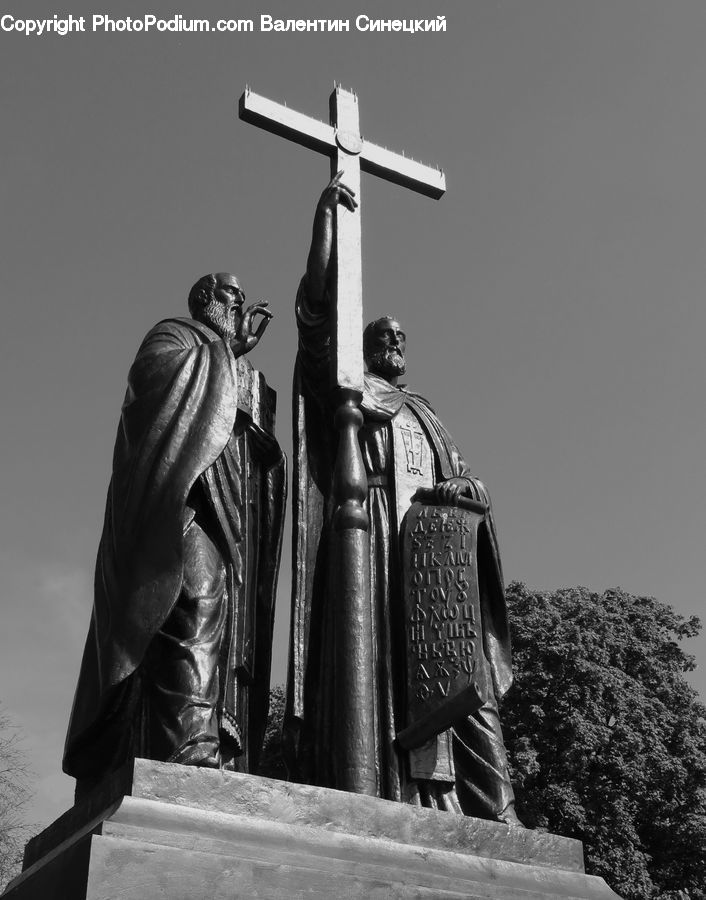 Cross, Tomb, Art, Sculpture, Statue, Plant, Tree