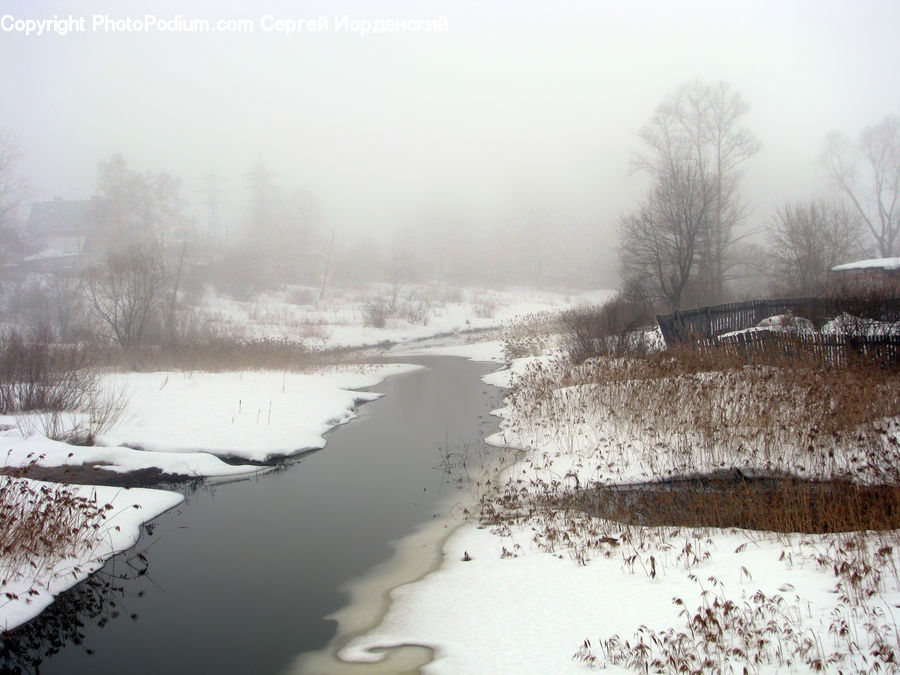 Landscape, Nature, Scenery, Ditch, Ice, Outdoors, Snow