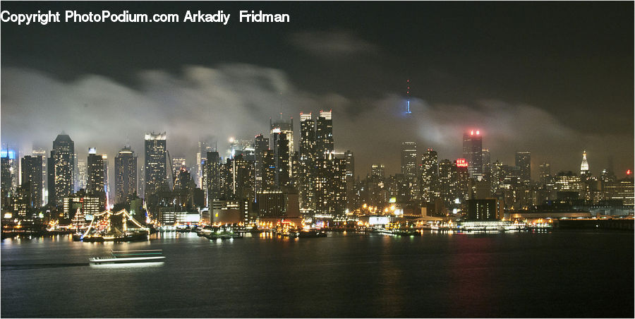 City, Downtown, Metropolis, Urban, Factory, Refinery, Night