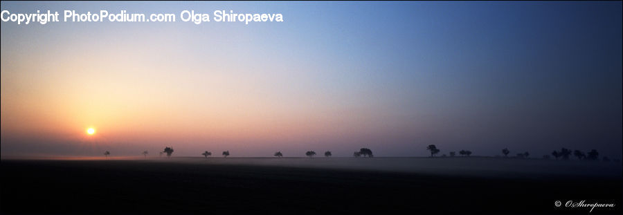 Dawn, Dusk, Sky, Sunrise, Sunset, Silhouette, Field