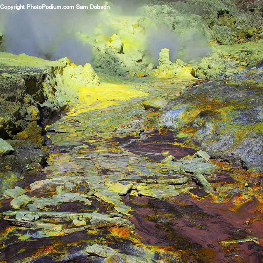 Algae, Rock, Creek, Outdoors, River, Water, Moss