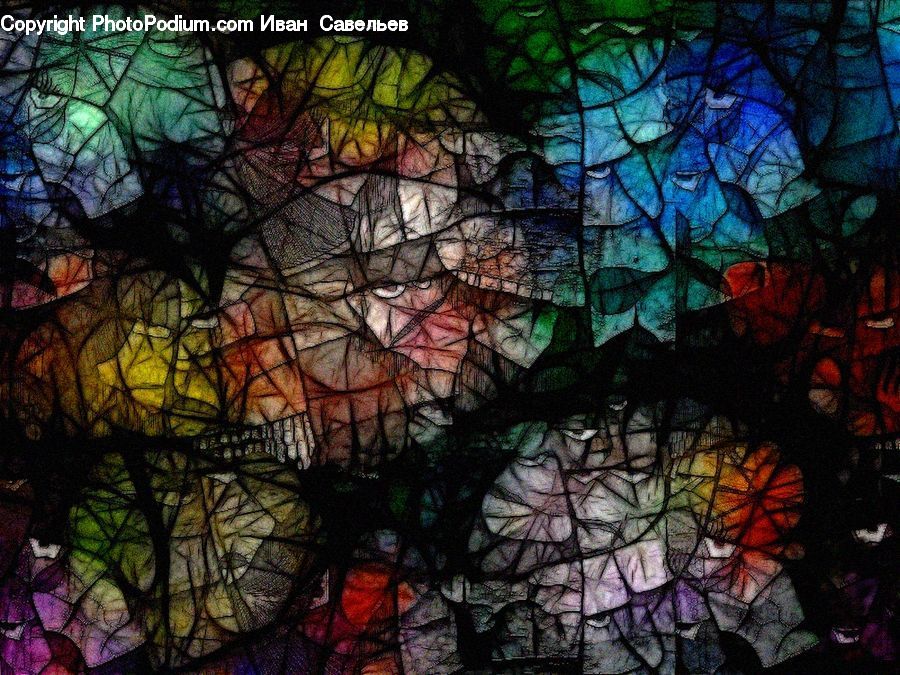 Art, Stained Glass, Butterfly, Insect, Monarch, Plant, Tree