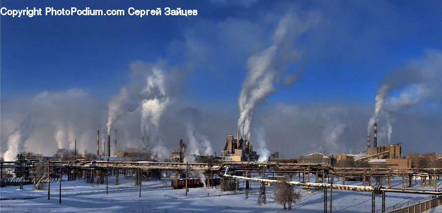 Factory, Refinery, Construction, Azure Sky, Cloud, Outdoors, Sky