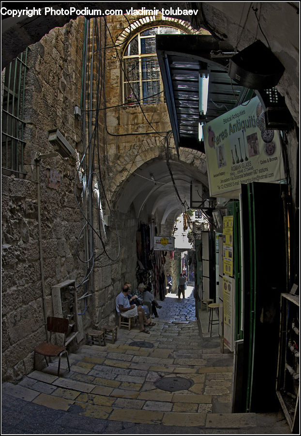 Chair, Furniture, Patio, Closet, Kiosk, Alley, Alleyway