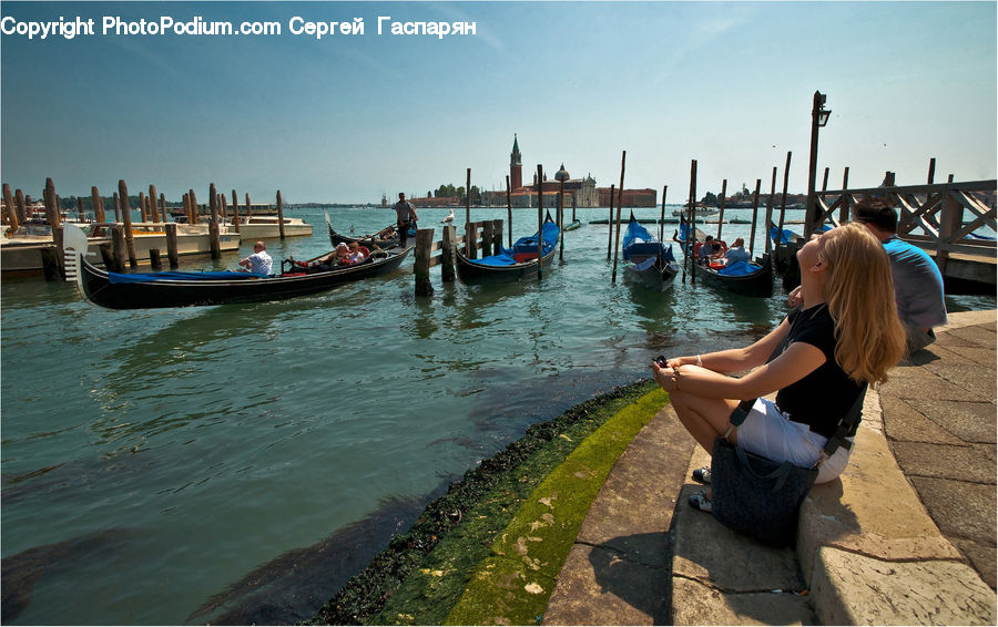Boat, Gondola, People, Person, Human, Dock, Landing
