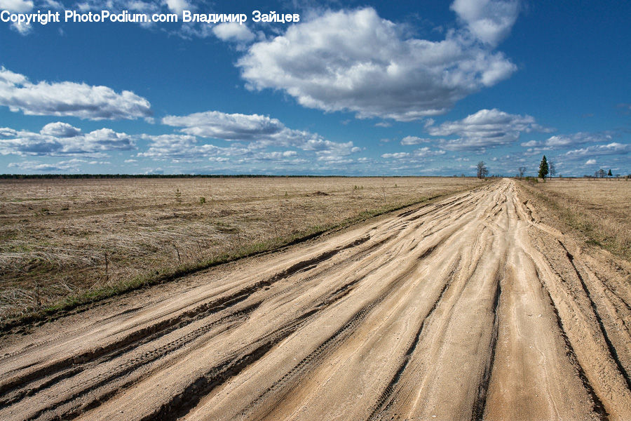 Dirt Road, Gravel, Road, Landscape, Nature, Scenery, Field