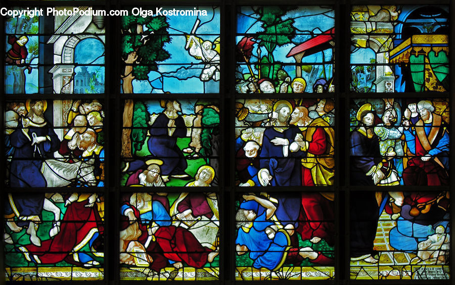 Art, Stained Glass, People, Person, Human, Collage, Poster