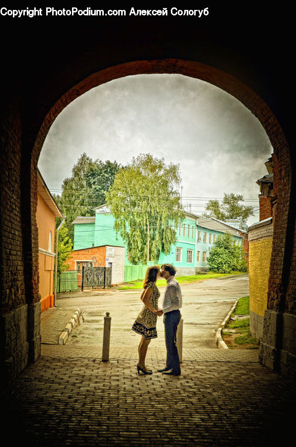 Human, People, Person, Cobblestone, Pavement, Walkway, Plant