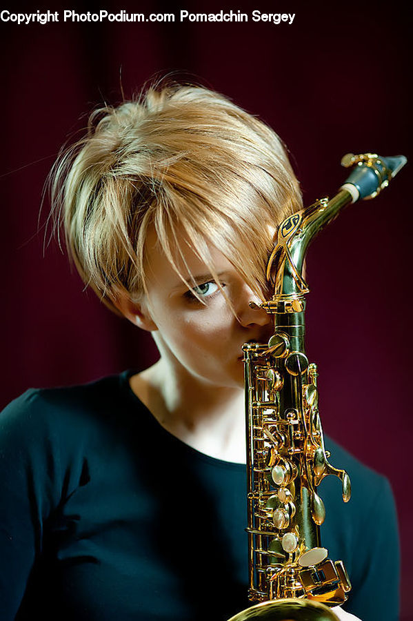 People, Person, Human, Musical Instrument, Saxophone, Face, Selfie