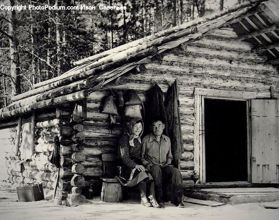 People, Person, Human, Plant, Potted Plant, Cabin, Hut
