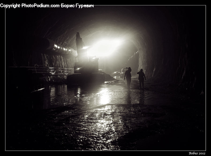 Tunnel, Water, Silhouette, Night, Outdoors, Lighting, Flare