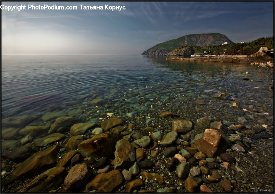 Pebble, Coast, Outdoors, Sea, Water, Cove, Rock