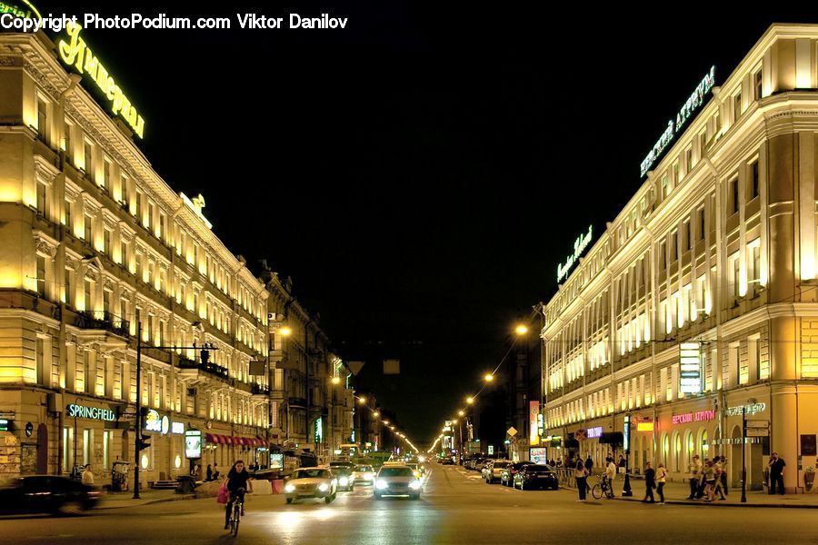 Night, Outdoors, Road, Street, Town, City, Downtown