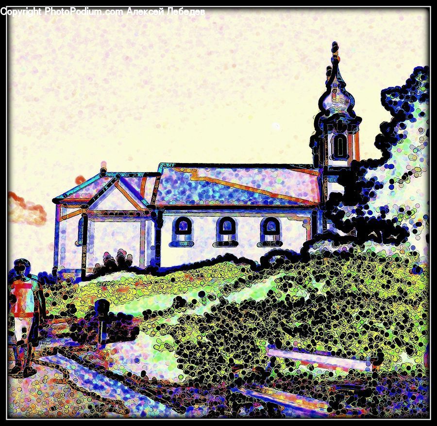 Art, Modern Art, Building, Downtown, Town, Collage, Poster