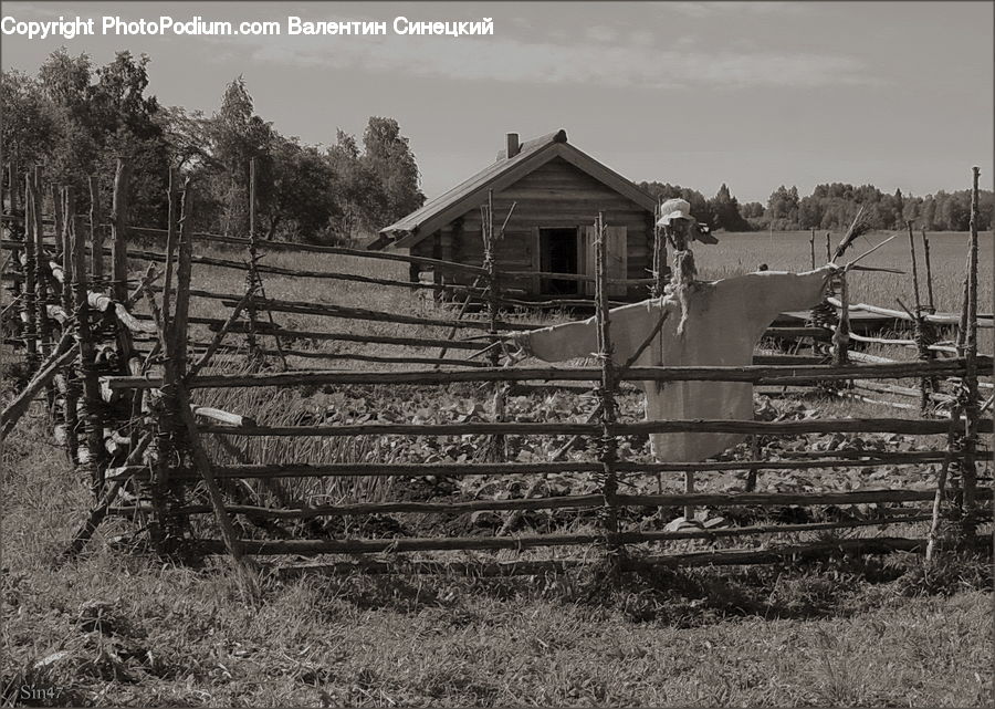 Countryside, Farm, Field, Fence, Outdoors, Rural, Cabin
