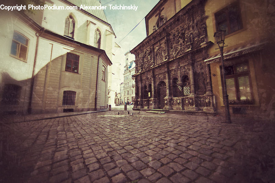 Cobblestone, Pavement, Walkway, Column, Pillar, Road, Street