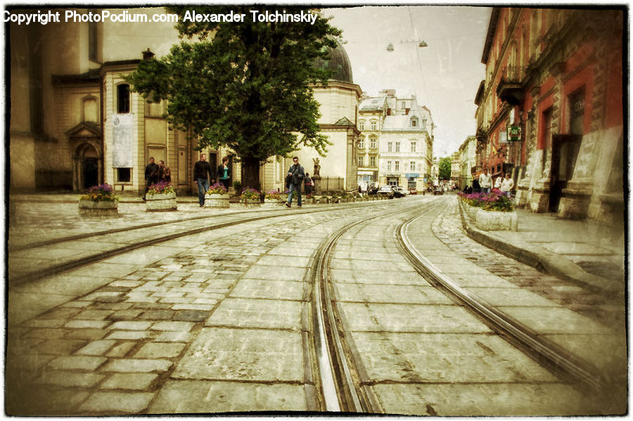 Cobblestone, Pavement, Walkway, Architecture, Mansion, Building, Column