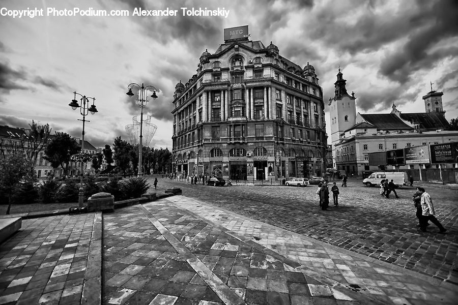 City, Downtown, Urban, Intersection, Road, Architecture, Cathedral