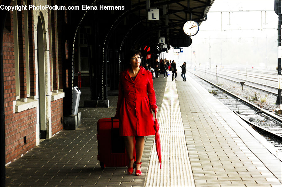 People, Person, Human, Luggage, Suitcase, Brick, Coat
