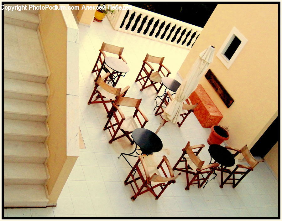 Chair, Furniture, Paper, Dining Table, Table, Banister, Handrail