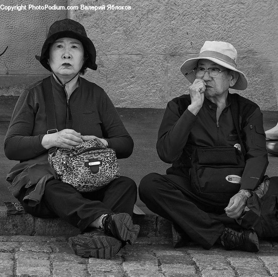 People, Person, Human, Asleep, Coat, Bag, Hat