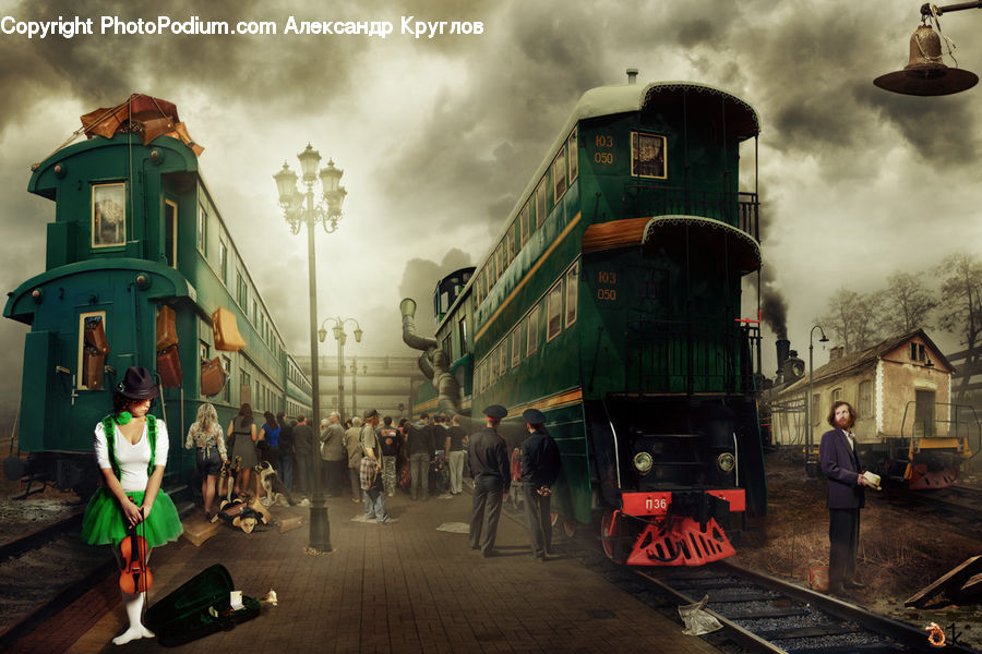 Train, Vehicle, Bus, Double Decker Bus, Army, Military, Military Uniform