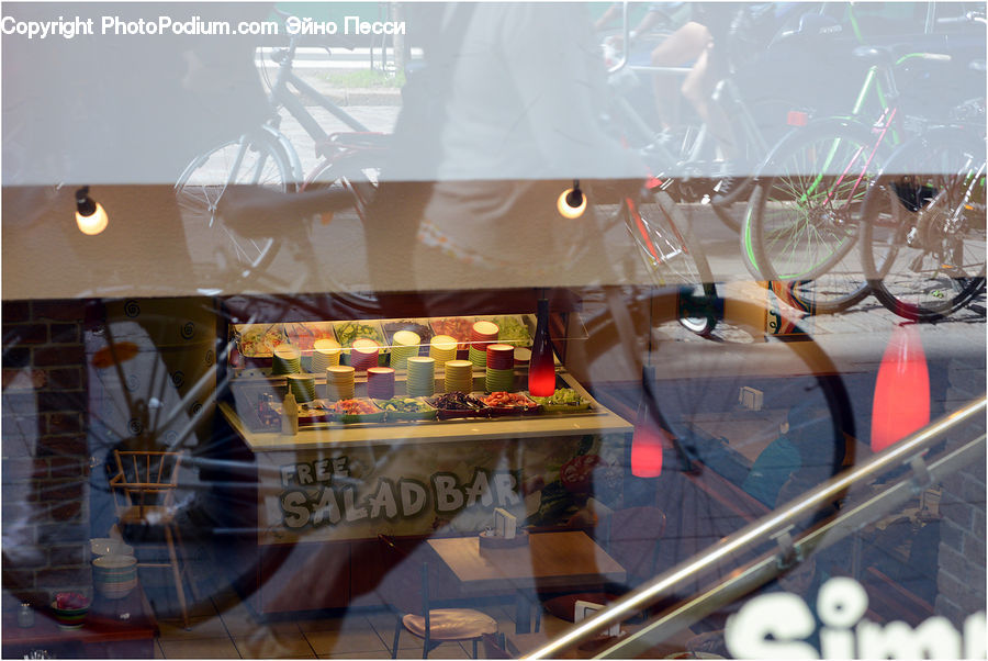 Bicycle, Bike, Vehicle, Collage, Poster, Food, Glasses