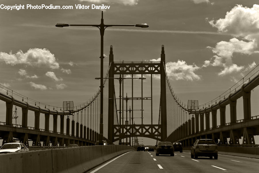 Cloud, Cumulus, Sky, Automobile, Car, Vehicle, Bridge