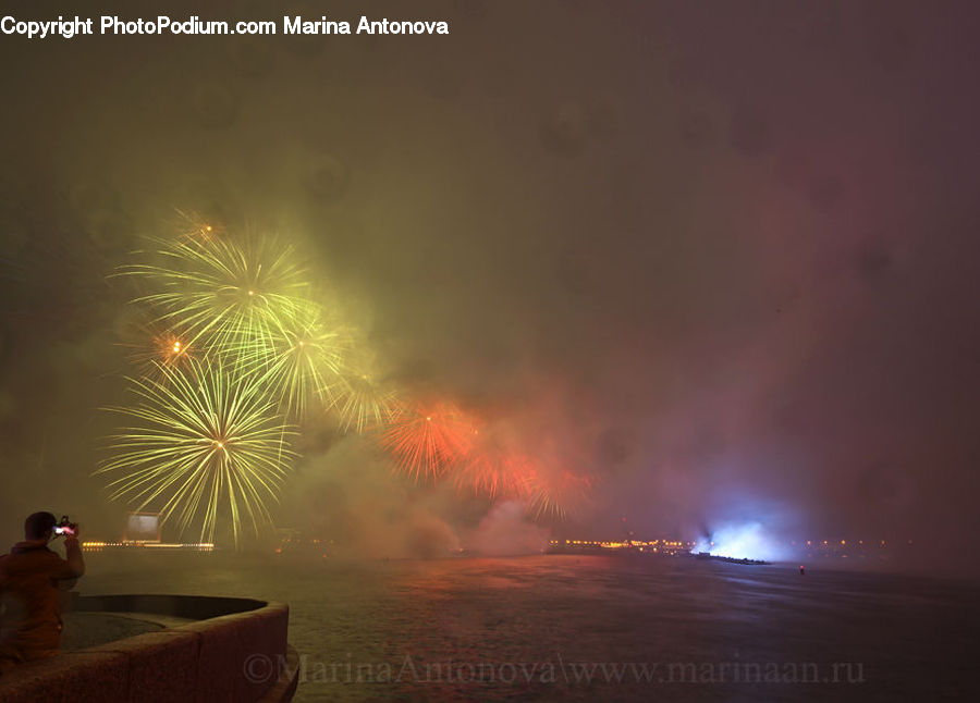 Fireworks, Night, Landscape, Nature, Scenery