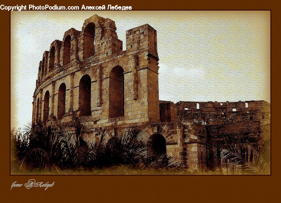 Brick, Ruins, Castle, Fort, Flyer, Poster, Collage